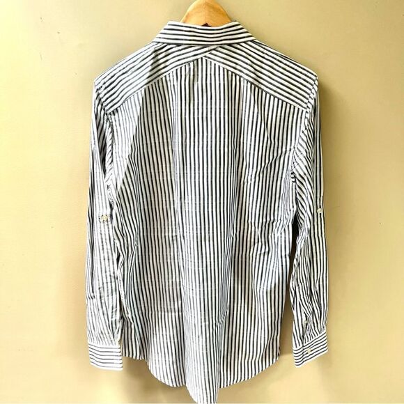 Lacoste grey striped button down reg fit.   Size M - Picture 6 of 7